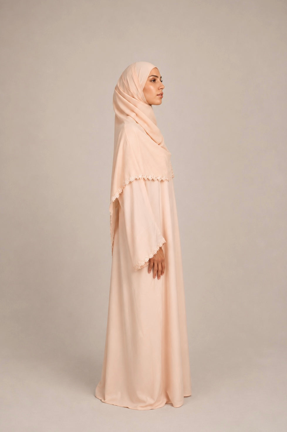 Lace Abaya - Blush