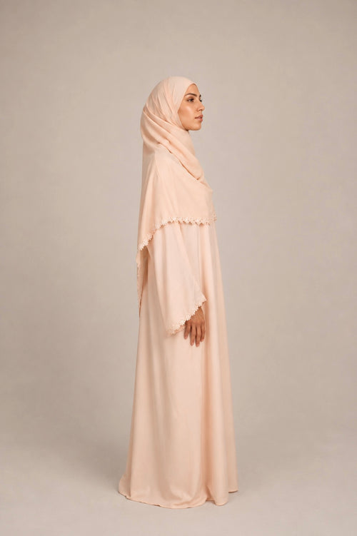 Lace Abaya - Blush