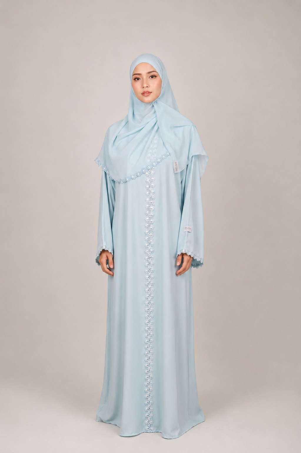Lace Abaya - Sky