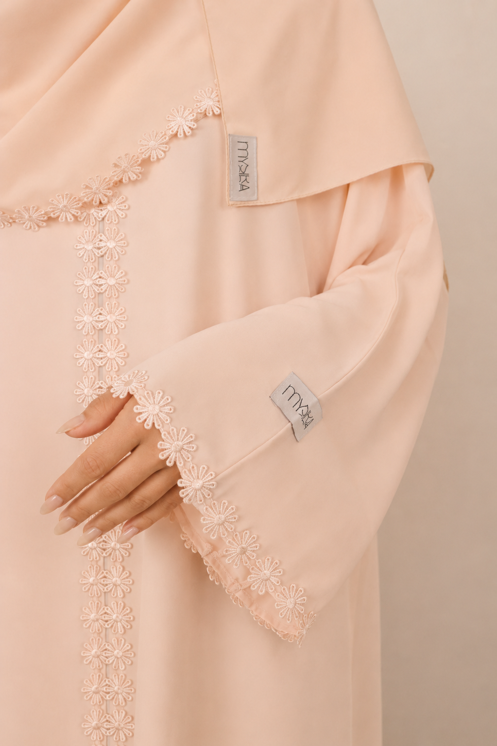Lace Abaya - Blush