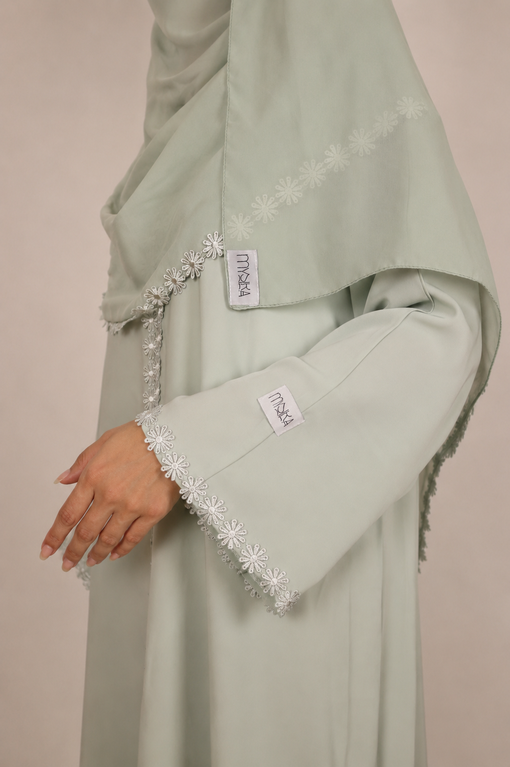 Lace Abaya - Mint