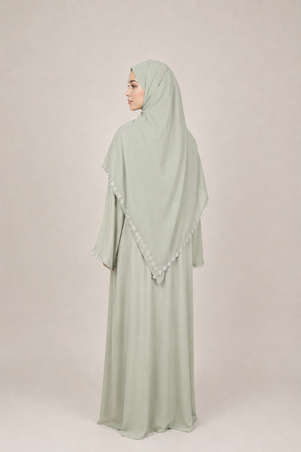 Lace Abaya - Mint