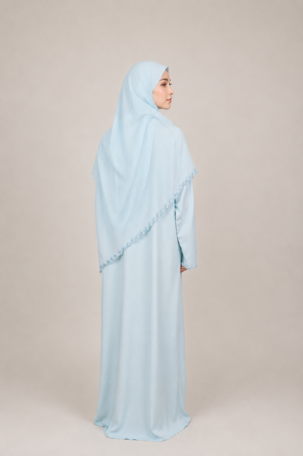 Lace Abaya - Sky