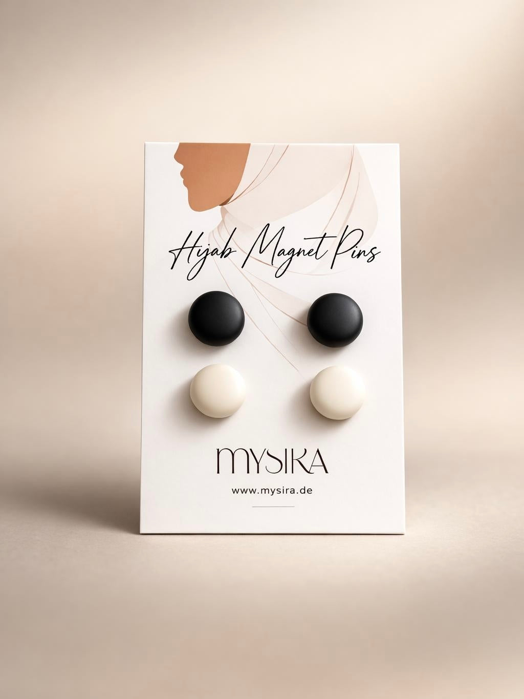 Hijab Magnet Pins – 4er-Set (Schwarz + Beige)